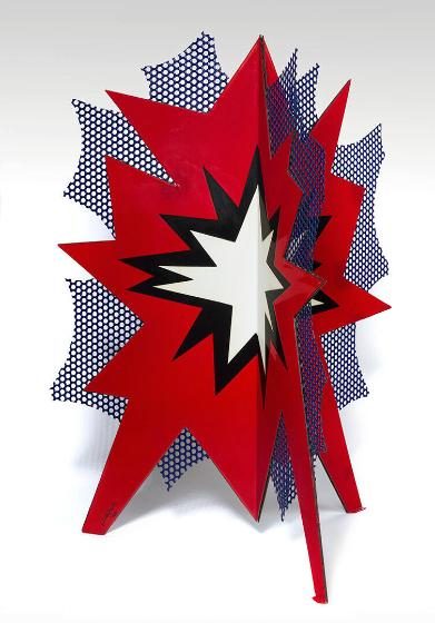 Roy Lichtenstein, Standing Explosion (Red), 1965, porcelain enamel on steel, 38 x 25 x 30 in. Crystal Bridges Museum of American Art, Bentonville, Arkansas, 2010.8. Photography by Edward C. Robison III.