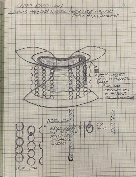 a drawing of a necklace mount for an artwork