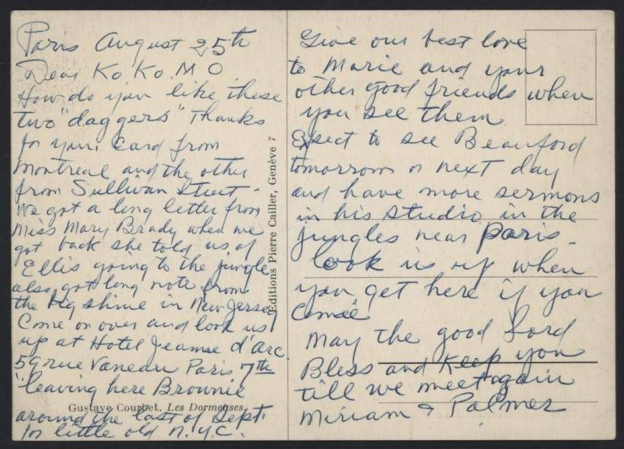 handwritten letter in blue ink and cursive from an artist to his brother