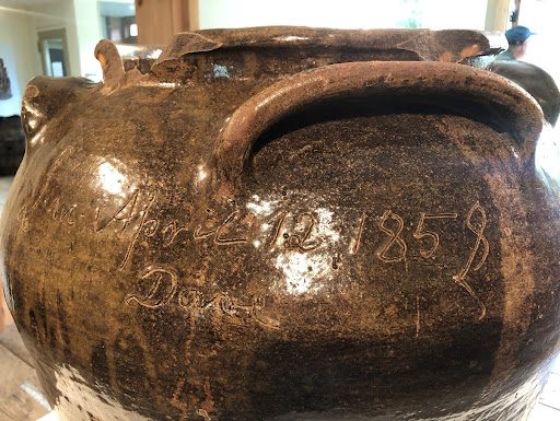 Detail of date and signature in clay