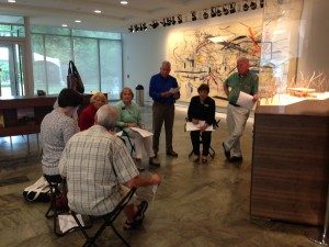 Tour Guides hard at work planning their version of the Bachman-Wilson House tour. 