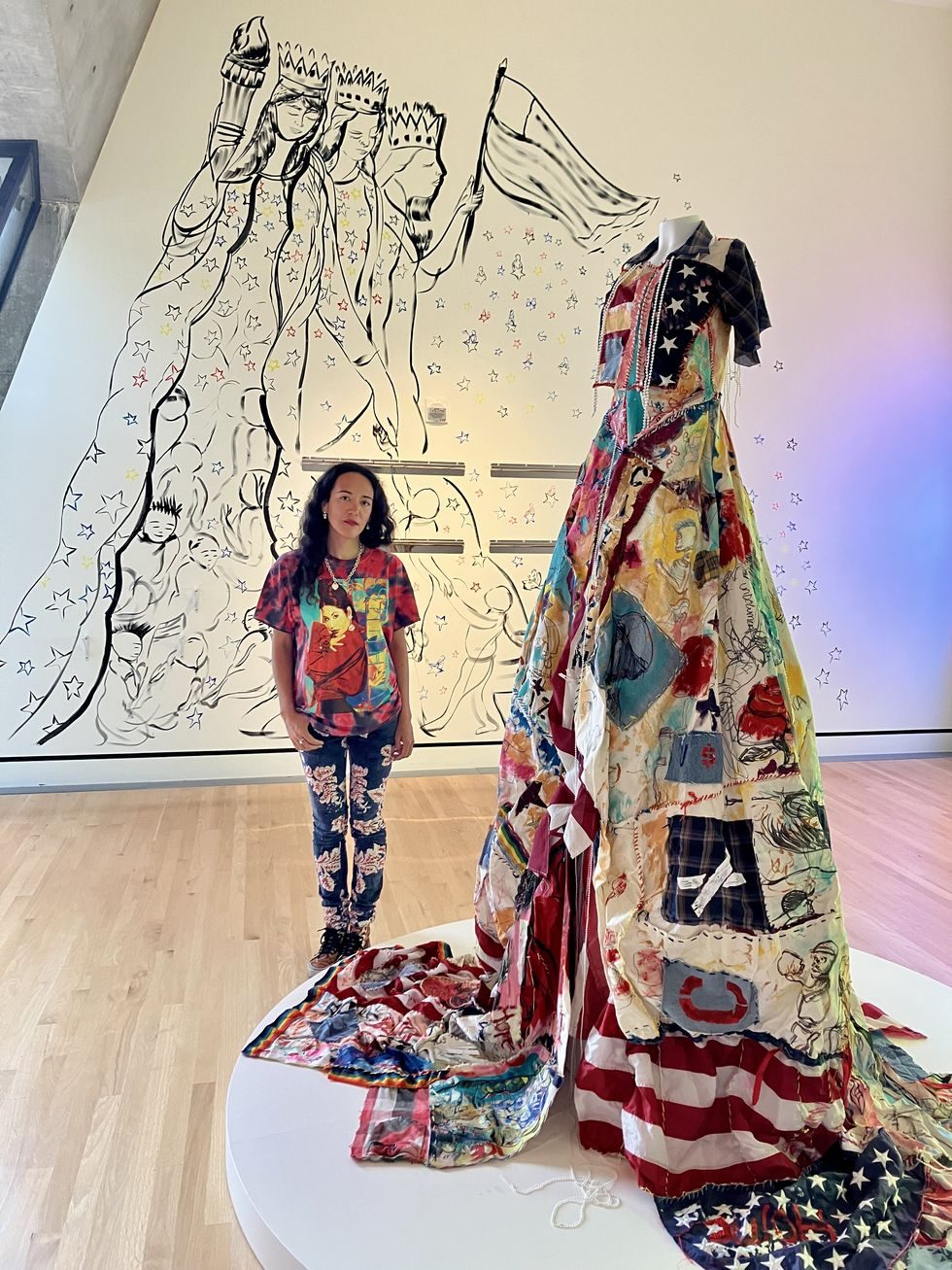 Artist Maria de Los Angeles and Citizen Dress at Crystal Bridges Museum of American Art in Bentonville, AR.