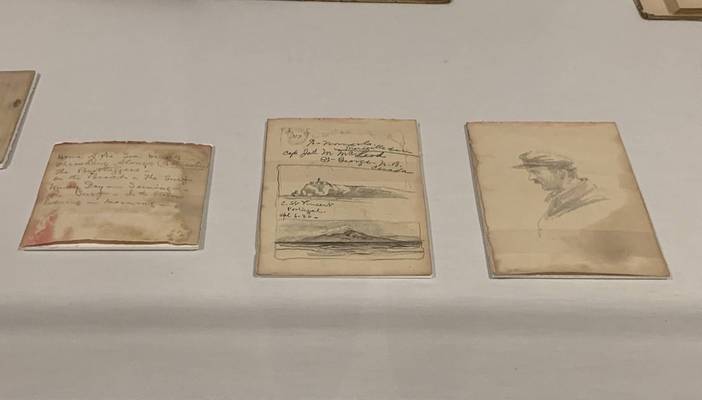 image of three sketches from Michael J. Burns; found in the Crystal Bridges Library collection