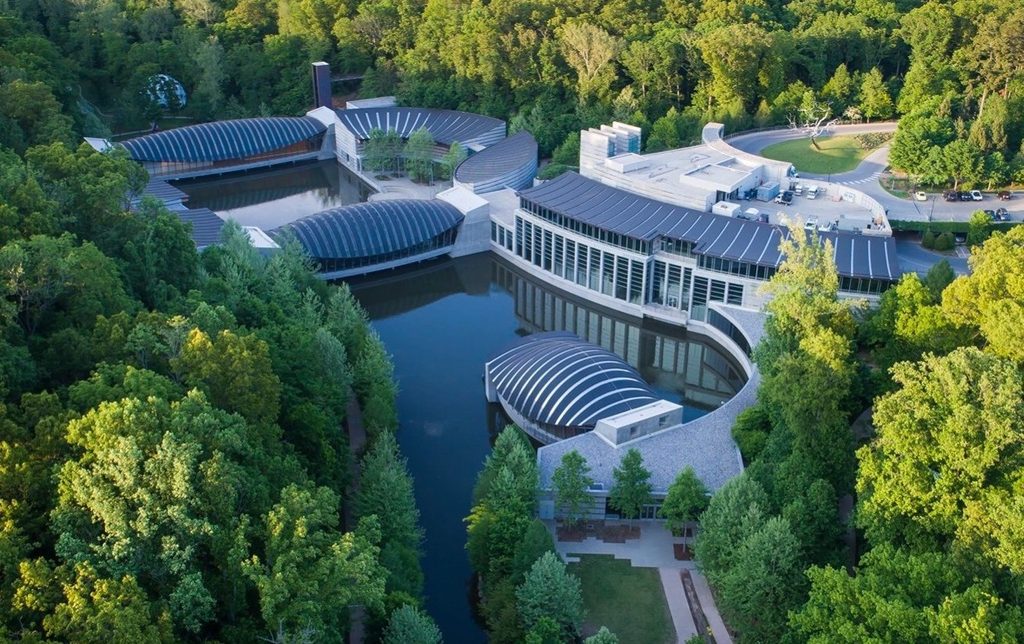 an overview image of the crystal bridges campus