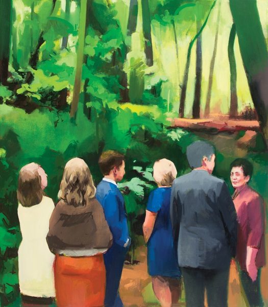 Hannah McBroom, The Dinner Party, 2019, oil on canvas, 36 × 31 1/2 in. (91.4 × 80 cm), framed: 37 1/4 in. × 32 3/4 in. × 2 in., courtesy of Hannah McBroom.