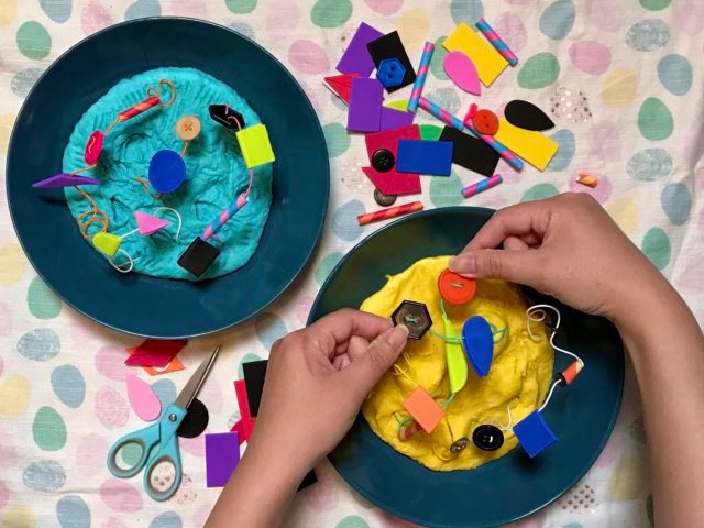 Artist making salt dough landscapes