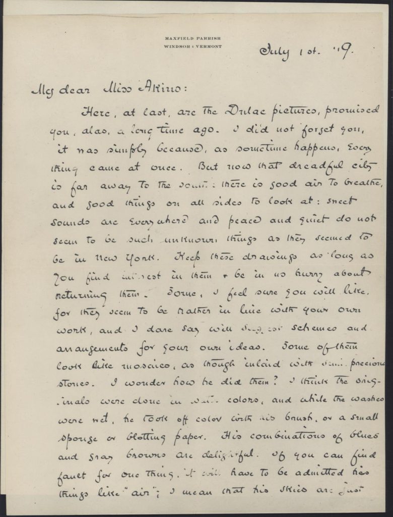 letter written by maxfield parrish