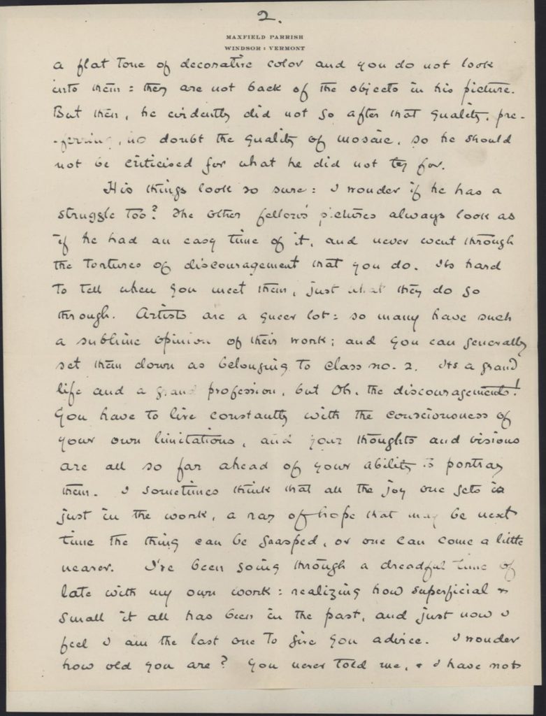 letter written by maxfield parrish