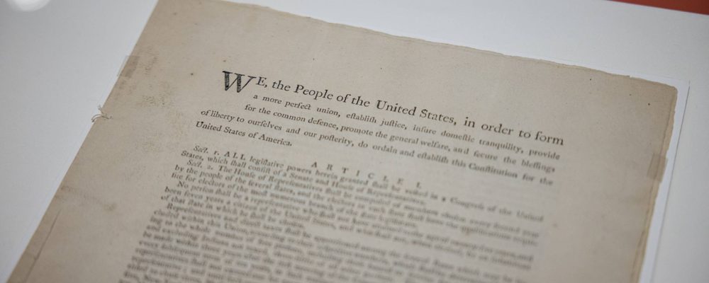 a close-up image of text from the US constitution