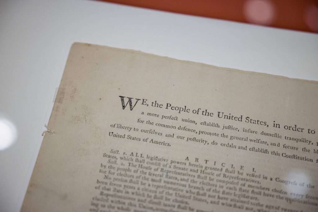 a close-up image of text from the US constitution
