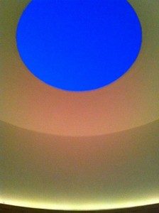 A view from inside James Turrell's Skyspace, "The Way of Color"