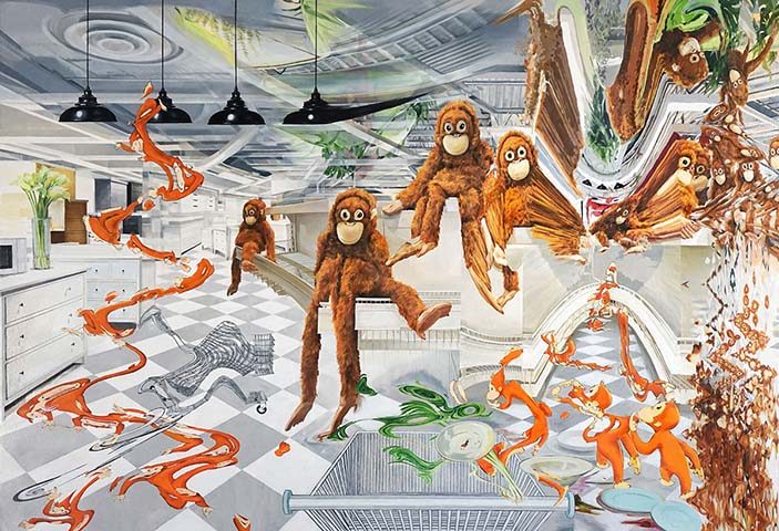 Su Su, Darwin, 2018, oil on canvas, 34 × 50 × 2 in. (86.4 × 127 × 5.1 cm), courtesy of the artist.