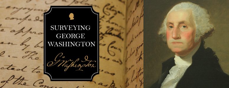 Portrait of George Washington with handwritten text and plaque saying 