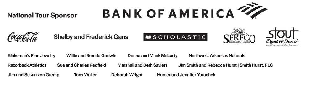List of sponsors including Bank of America as National Tour Sponsor and various individuals and companies.