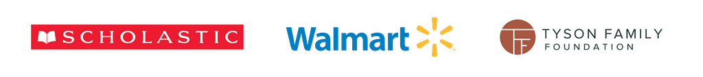 Scholastic, Walmart, and Tyson Family Foundation logos